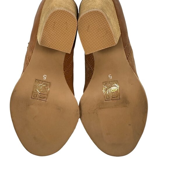 Jeffrey Campbell Rosalee Tan Leather Ankle Booties Stacked Block Heel Size 5 - Picture 9 of 9